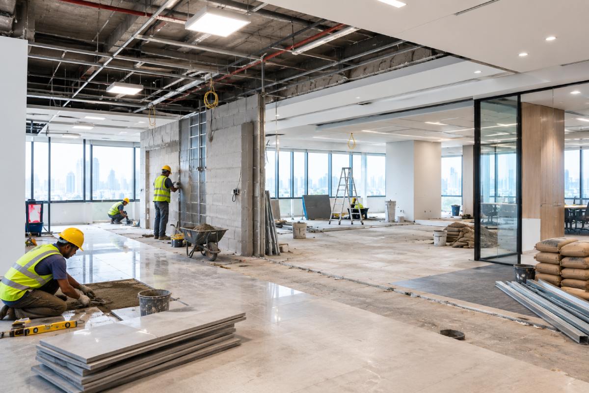 Civil Work During Office Renovation in Thane